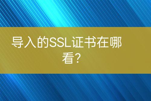 導(dǎo)入的SSL證書在哪看？